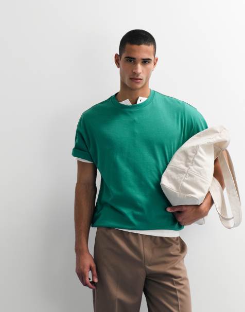 ASOS DESIGN – Grön, kraftig t-shirt med boxig oversize passform - view 1