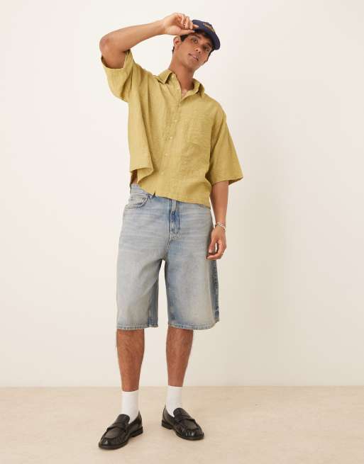 ASOS DESIGN – Grön, krinklad skjorta i oversize med halvlånga ärmar, 4 av 4