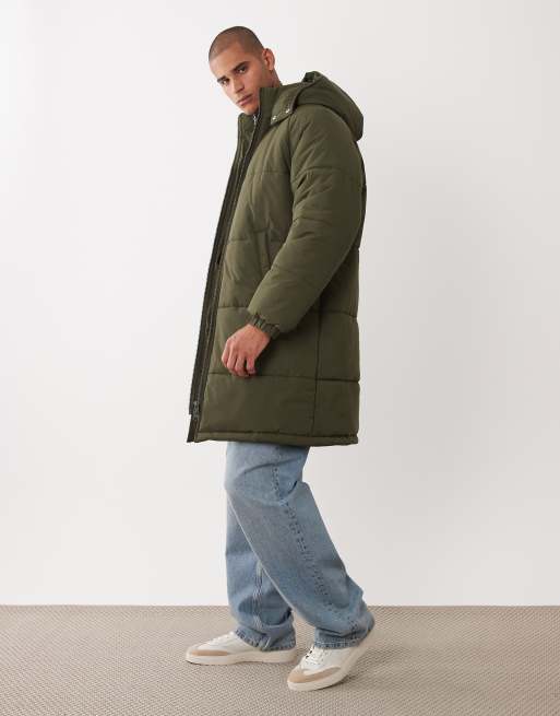 ASOS DESIGN – Grön, lång pufferjacka, 3 av 5