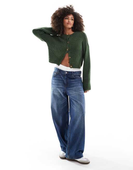 ASOS DESIGN – Grön, ledigt stickad kofta med rund halsringning, 2 av 4