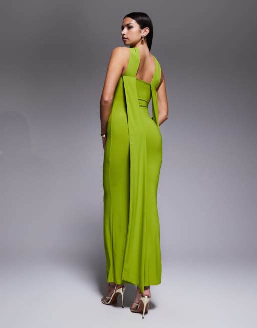 ASOS DESIGN – Grön maxiklänning med sjal i mesh, 3 av 4