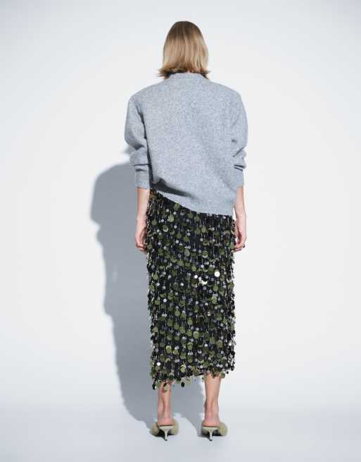 ASOS DESIGN – Grön midikjol med runda paljetter, 4 av 5