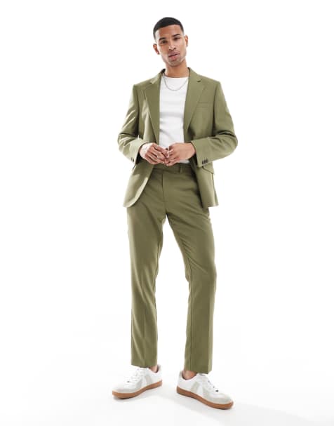 ASOS DESIGN – Grön, mikrostrukturerad kostym med smal passform - view 1
