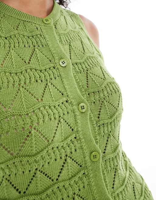 ASOS DESIGN – Grön, mönsterstickad kostymväst, 4 av 4