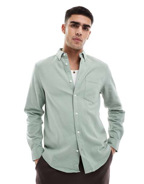 ASOS DESIGN – Grön oxfordskjorta i regular fit med borstad finish - view 1