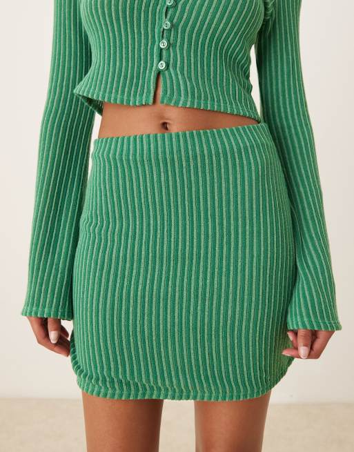 ASOS DESIGN – Grön, randig minikjol, del av set, 4 av 5