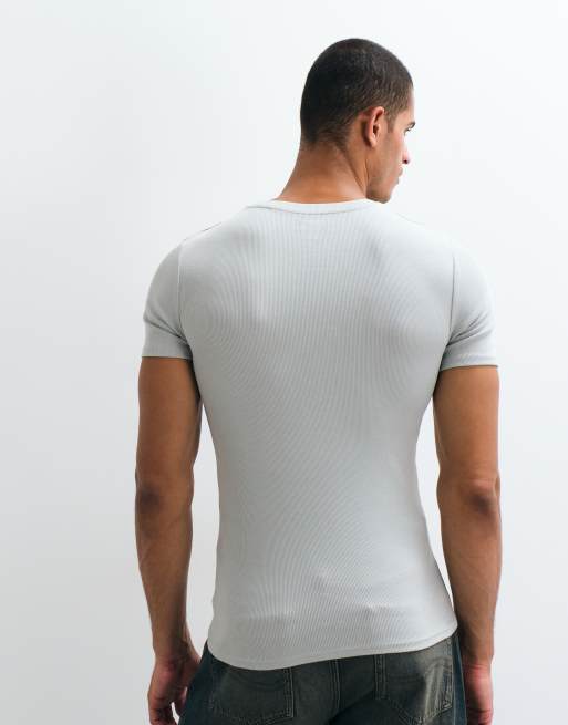 ASOS DESIGN – Grön, ribbad, enkel t-shirt i muscle fit, 3 av 5