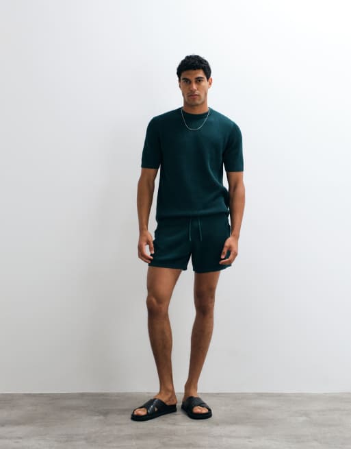 ASOS DESIGN – Grön, ribbstickad t-shirt med rund halsringning, del av set, 3 av 5