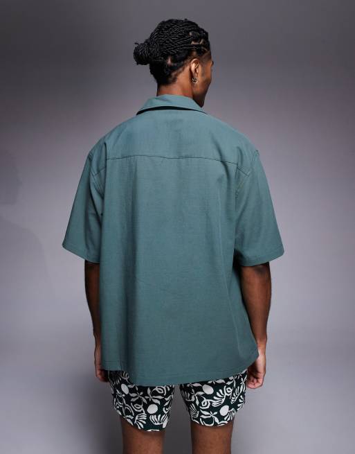 ASOS DESIGN – Grön skjorta i oversize med broderi på bröstet, del av set, 2 av 5