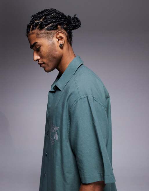ASOS DESIGN – Grön skjorta i oversize med broderi på bröstet, del av set, 5 av 5