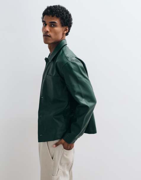 ASOS DESIGN – Grön skjortjacka i läderimitation - view 1