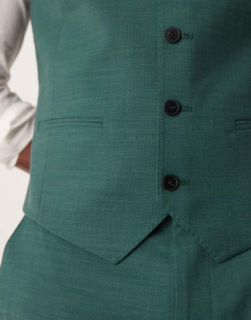 ASOS DESIGN – Grön, smal kostymväst med crosshatch-mönster, 2 av 5