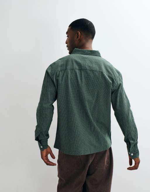 ASOS DESIGN – Grön, smårutig skjorta med avslappnad passform och fickor, 4 av 5