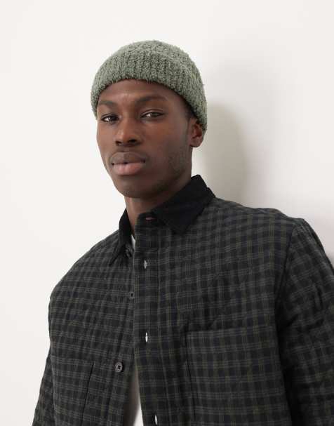 ASOS DESIGN – Grön, stickad mössa i teddyfleece - view 1