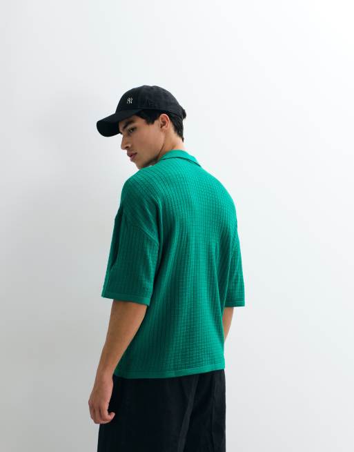 ASOS DESIGN – Grön, stickad tröja i oversize med sprund vid halsen, 2 av 5