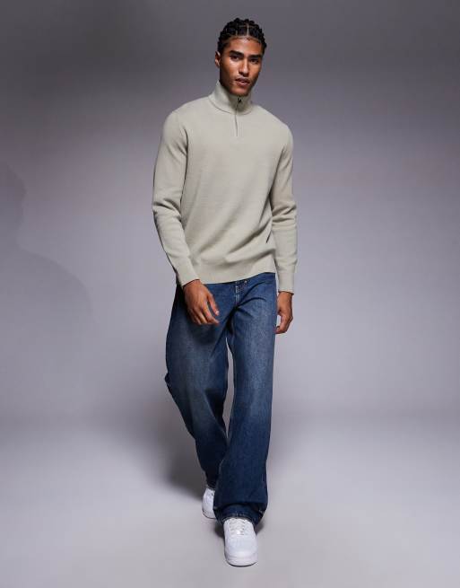 ASOS DESIGN – Grön, stickad tröja med avslappnad passform och kort dragkedja, 2 av 4