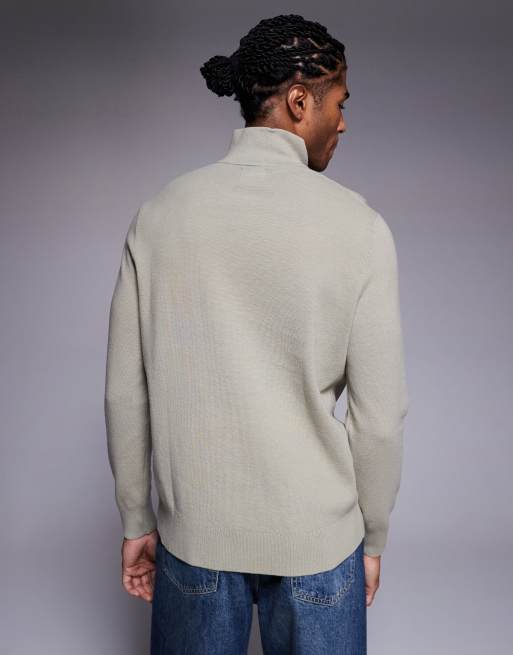 ASOS DESIGN – Grön, stickad tröja med avslappnad passform och kort dragkedja, 3 av 4