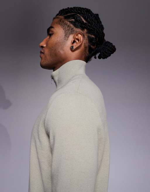 ASOS DESIGN – Grön, stickad tröja med avslappnad passform och kort dragkedja, 4 av 4