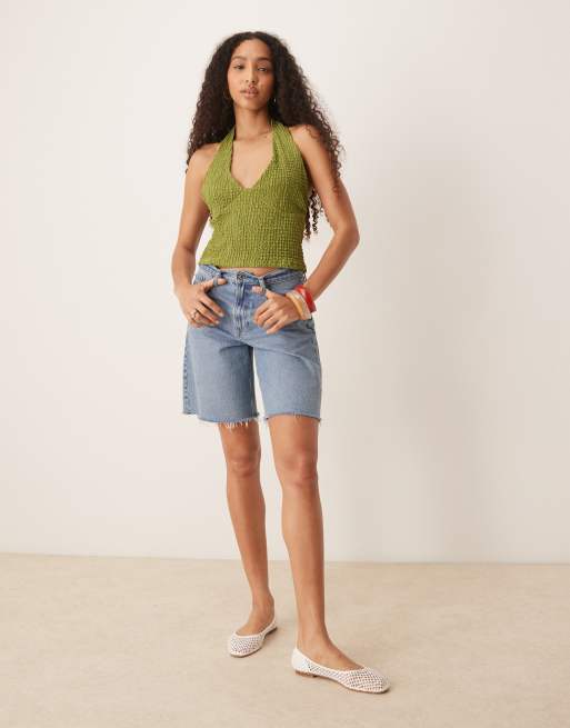 ASOS DESIGN – Grön, strukturerad topp med halterneck, 3 av 4