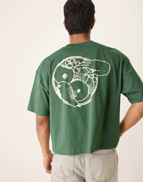 ASOS DESIGN – Grön t-shirt i oversize med boxig passform och sommartryck - view 1