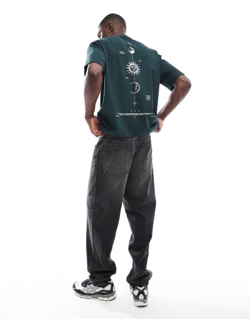 ASOS DESIGN – Grön t-shirt i oversize med stjärnhimmelstryck baktill, 4 av 4
