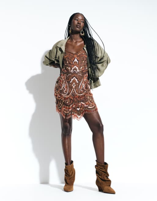 ASOS DESIGN – Grön, texturerad skjortjacka med ståkrage och dragsko i midjan, 3 av 5