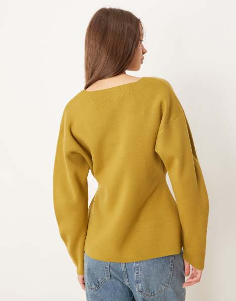 ASOS DESIGN – Grön topp med extremt, lågt skuren v-ringning - view 2