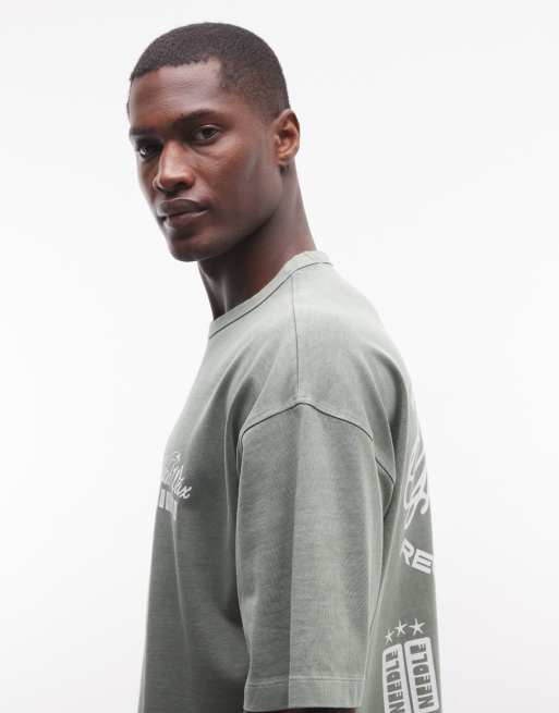 ASOS DESIGN – Grön, tvättad och kraftig t-shirt i oversized fit med texttryck, 5 av 5