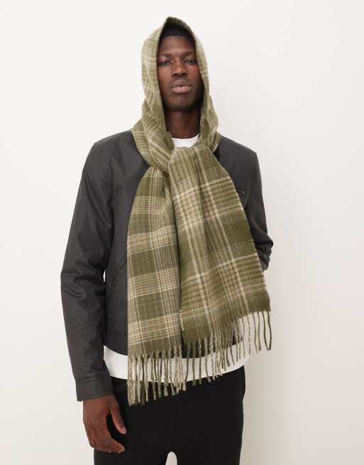 ASOS DESIGN – Grön, vävd halsduk med huva och rutigt mönster, 3 av 3