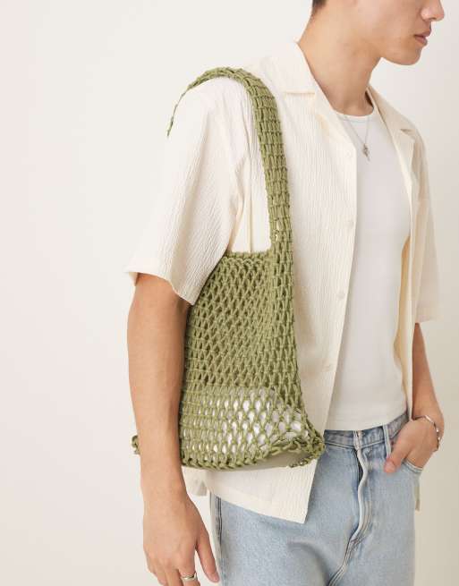 ASOS DESIGN – Grön, virkad toteväska, 2 av 4