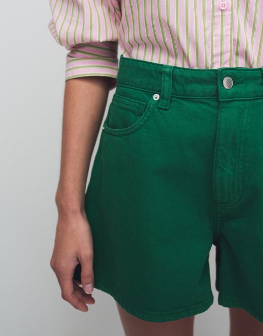 ASOS DESIGN – Gröna, a-linjeformade jeansshorts i lång modell, 5 av 7