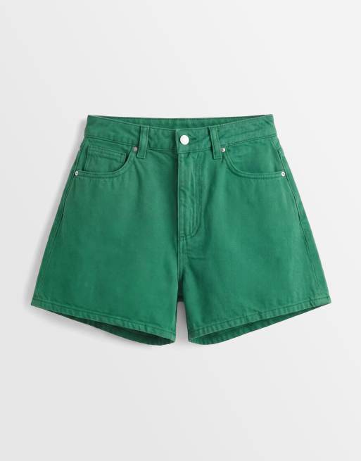 ASOS DESIGN – Gröna, a-linjeformade jeansshorts i lång modell, 6 av 7