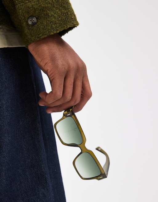 ASOS DESIGN – Gröna, fyrkantiga solglasögon med kristallgröna glas, 3 av 3