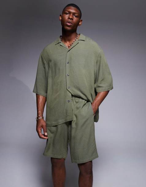ASOS DESIGN – Gröna, långa shorts i linne, del av set - view 1