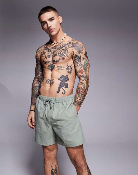 ASOS DESIGN – Gröna, mellanlånga badshorts i bäckebölja - view 1