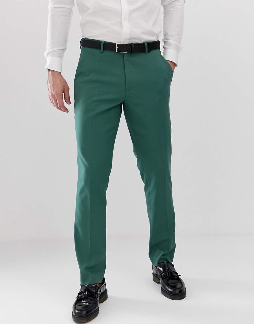 ASOS DESIGN – Gröna, slim kostymbyxor till bröllop