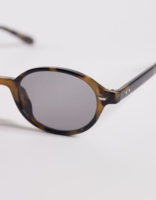 ASOS DESIGN – Gröna, spräckliga, rektangulära, ovala solglasögon med rökfärgade glas, 2 av 3