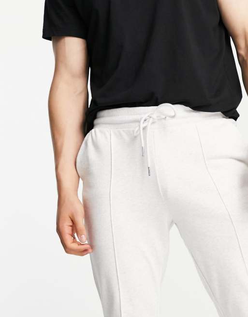 ASOS DESIGN – Gröna/vitmelerade, smala och fina mjukisbyxor med stråveck, 2-pack - MULTI, 4 av 4