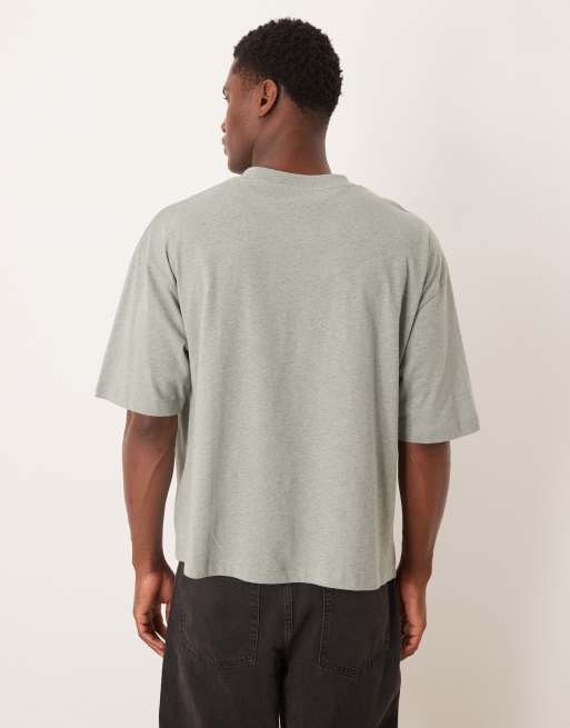 ASOS DESIGN – Grönmelerad t-shirt i oversize med boxig passform och puffigt anktryck, 4 av 5