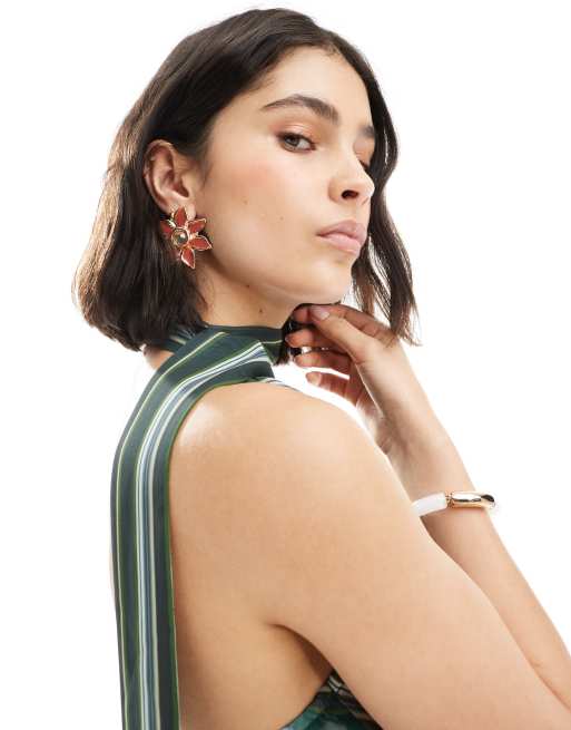 ASOS DESIGN – Grönrandig topp i chiffong med scarfdetalj, 4 av 4