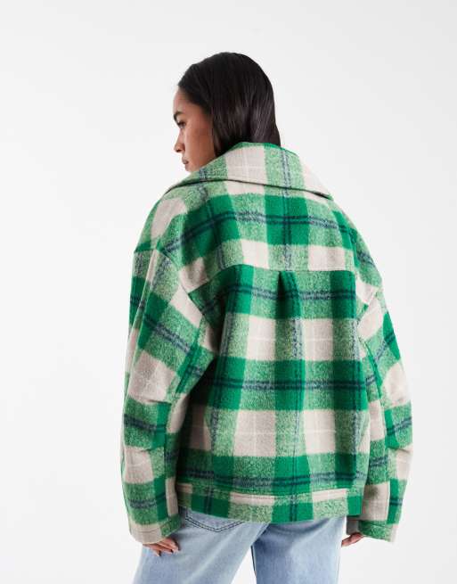 ASOS DESIGN – Grönrutig, formell bomberjacka i oversize, 4 av 4