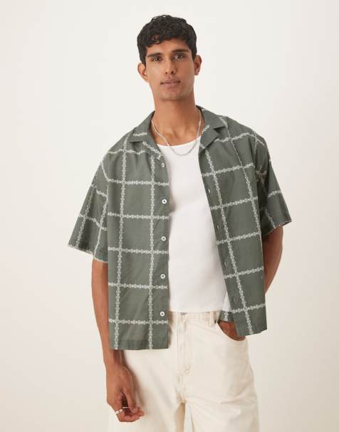 ASOS DESIGN – Grönrutig skjorta med normal passform - view 1