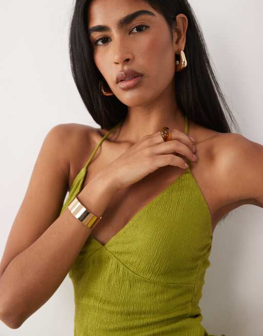 ASOS DESIGN – Grönt, krinklat linne, del av set, 2 av 4