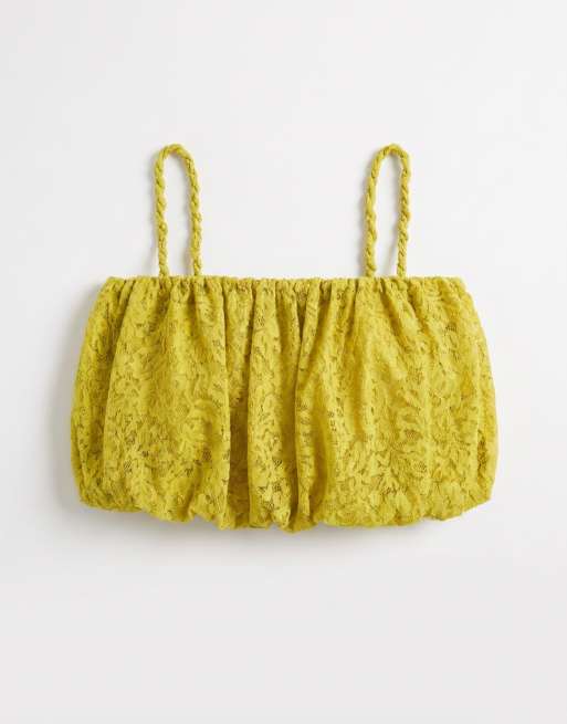 ASOS DESIGN – Grönt linne i spets med ballongben, del av set, 5 av 8