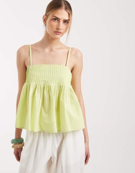 ASOS DESIGN – Grönt linne med volym och veckad byst - view 1