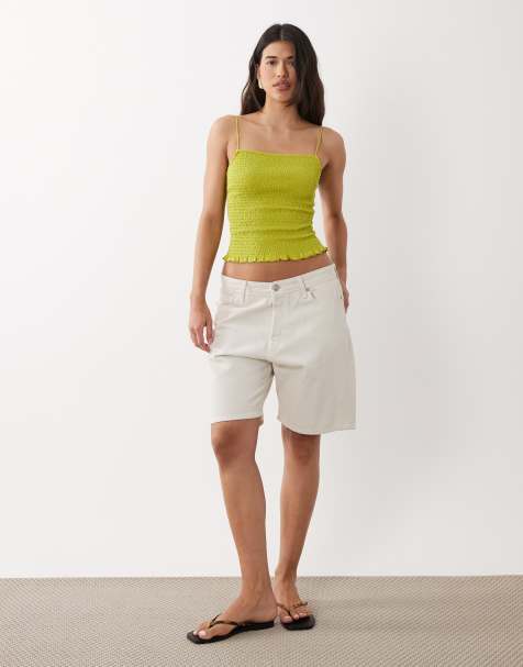 ASOS DESIGN – Grönt, smockat linne med volangfåll - view 1