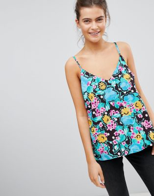 ASOS DESIGN kwiecisty top cami na wi?ksze rozmiary biustu-Wielokolorowy Wielokolorowy