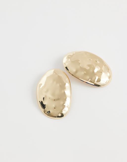 ASOS DESIGN - Grote ovale oorknopjes in gehamerde goudkleur, 4 van 4