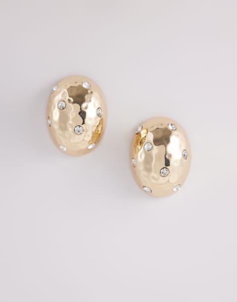 ASOS DESIGN - Grote studs met siersteentjes in goudkleur - view 1