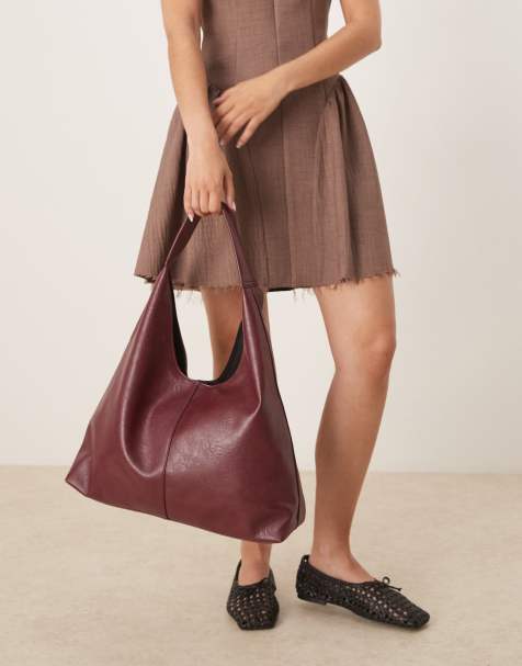 ASOS DESIGN - Grote tote tas met rond model in kersenrood - view 1